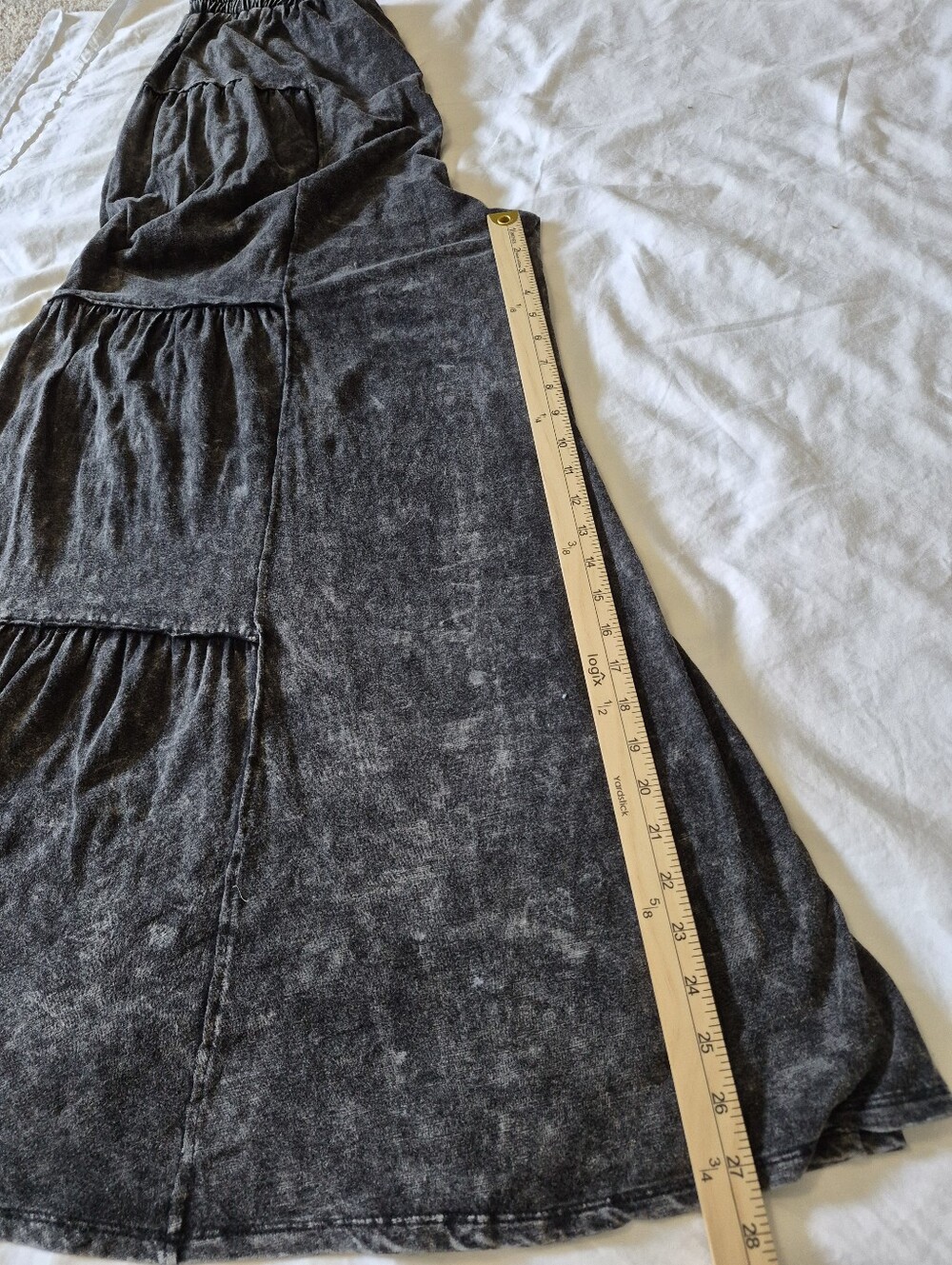 Oli & Hali Wide Leg High Waist Black Mineral Wash Tiered Pants M Boho Chic - Picture 9 of 13